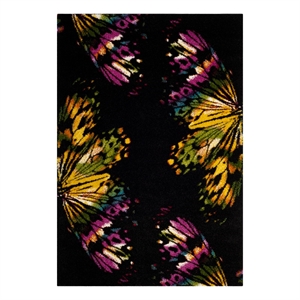 Safavieh Fiesta Shag 4'-0&quot x 6'-0&quot Power Loomed Rug in Black / Yellow