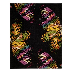 Safavieh Fiesta Shag 6'-7&quot x 9'-2&quot Power Loomed Rug in Black / Yellow