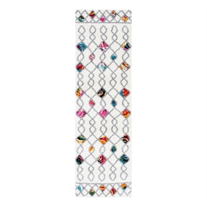 Safavieh Fiesta Shag 2'-3&quot x 8'-0&quot Power Loomed Rug in Cream / Multi-Color
