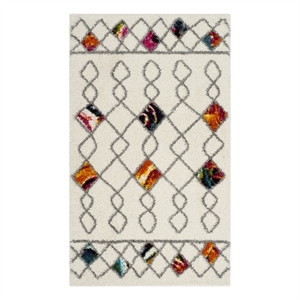 Safavieh Fiesta Shag 3'-0&quot x 5'-0&quot Power Loomed Rug in Cream / Multi-Color