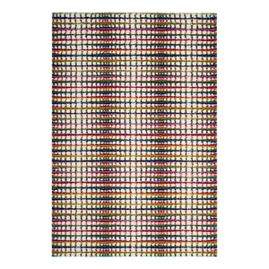 Safavieh Fiesta Shag 5'-1&quot x 7'-6&quot Power Loomed Rug in Cream / Multi-Color