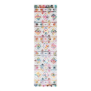 Safavieh Fiesta Shag 2'-3&quot x 8'-0&quot Power Loomed Rug in Cream / Multi-Color