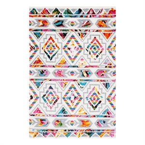 Safavieh Fiesta Shag 3'-0&quot x 5'-0&quot Power Loomed Rug in Cream / Multi-Color
