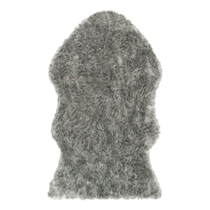 Safavieh Faux Sheep Skin 3'-0&quot x 5'-0&quot Acrylic Power Loomed Rug in Dark Gray