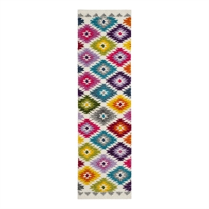Safavieh Fiesta Shag 2'-3&quot x 8'-0&quot Power Loomed Rug in Cream / Multi-Color