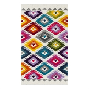 Safavieh Fiesta Shag 3'-0&quot x 5'-0&quot Power Loomed Rug in Cream / Multi-Color