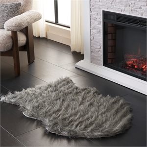 Safavieh Faux Sheep Skin 2'-0&quot x 3'-0&quot Acrylic Power Loomed Rug in Dark Gray