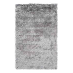 Safavieh Faux Sheep Skin 2'-6&quot x 4'-0&quot Acrylic POWER LOOMED Rug in Gray
