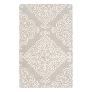 Safavieh Glamour 2'-0&quot x 3'-0&quot Wool Hand Tufted Rug in Silver / Ivory