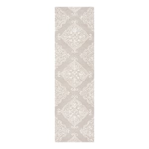 Safavieh Glamour 2'-3&quot x 8'-0&quot Wool Hand Tufted Rug in Silver / Ivory