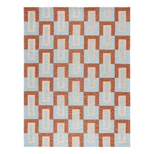 Safavieh Genre 6'-0&quot x 9'-0&quot Wool and Cotton Hand Tufted Rug in Light Blue /Rust