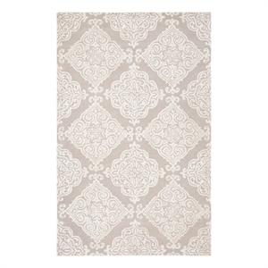Safavieh Glamour 5'-0&quot x 8'-0&quot Wool Hand Tufted Rug in Silver / Ivory