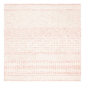 Safavieh Glamour 6'-0&quot x 6'-0&quot Wool Hand Tufted Rug in Pink / Ivory
