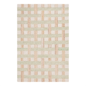Safavieh Genre 4'-0&quot x 6'-0&quot Wool and Cotton Hand Tufted Rug in Green / Ivory