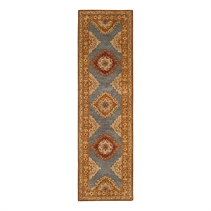 Safavieh Heritage 2'-3&quot x 10'-0&quot Wool Hand Tufted Rug in Blue / Rust