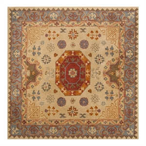 Safavieh Heritage 6'-0&quot x 6'-0&quot Wool Hand Tufted Rug in Beige / Multi-Color