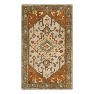 Safavieh Heritage 3'-0&quot x 5'-0&quot Wool Hand Tufted Rug in Light Blue / Rust