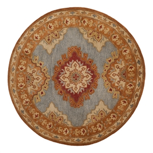 Safavieh Heritage 6'-0&quot x 6'-0&quot Wool Hand Tufted Rug in Blue / Rust