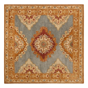 Safavieh Heritage 8'-0&quot x 8'-0&quot Wool Hand Tufted Rug in Blue / Rust