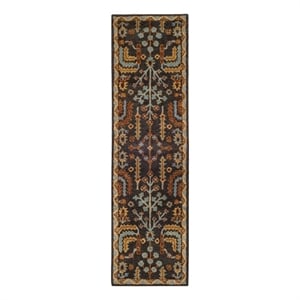 Safavieh Heritage 2'-3&quot x 12'-0&quot Wool Hand Tufted Rug in Charcoal / Multi-Color