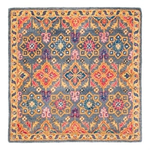 Safavieh Heritage 6'-0&quot x 6'-0&quot Wool Hand Tufted Rug in Charcoal / Multi-Color
