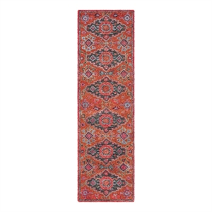 Safavieh Heritage 2'-3&quot x 8'-0&quot Wool Hand Tufted Rug in Rust / Multi-Color