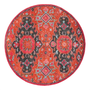 Safavieh Heritage 6'-0&quot x 6'-0&quot Wool Hand Tufted Rug in Rust / Multi-Color