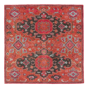 Safavieh Heritage 6'-0&quot x 6'-0&quot Wool Hand Tufted Rug in Rust / Multi-Color