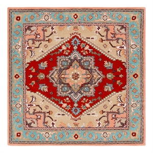 Safavieh Heritage 6'-0&quot x 6'-0&quot Wool Hand Tufted Rug in Red / Pink
