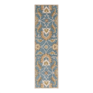 Safavieh Heritage 2'-3&quot x 8'-0&quot Wool and Cotton Handtufted Rug in Blue / Yellow