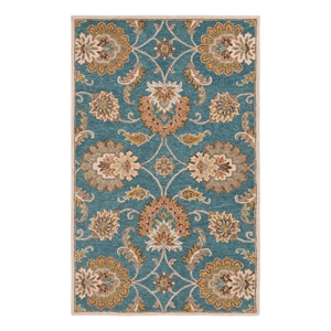 Safavieh Heritage 4'-0&quot x 6'-0&quot Wool and Cotton Handtufted Rug in Blue / Yellow
