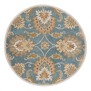 Safavieh Heritage 6'-0&quot x 6'-0&quot Wool and Cotton Handtufted Rug in Blue / Yellow