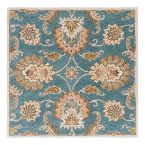 Safavieh Heritage 6'-0&quot x 6'-0&quot Wool and Cotton Handtufted Rug in Blue / Yellow