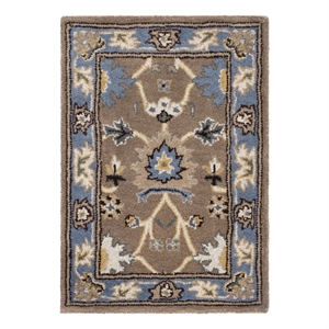 Safavieh Heritage 2'-0&quot x 3'-0&quot Wool Hand Tufted Rug in Camel / Blue