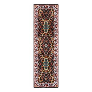 Safavieh Heritage 2'-3&quot x 8'-0&quot Wool Hand Tufted Rug in Charcoal / Ivory