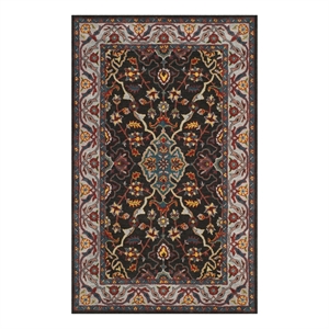 Safavieh Heritage 4'-0&quot x 6'-0&quot Wool Hand Tufted Rug in Charcoal / Ivory
