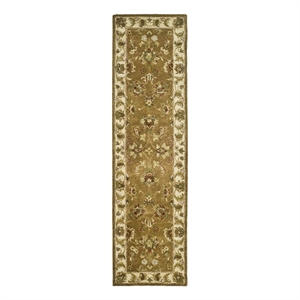 Safavieh Heritage 2'-3&quot x 12'-0&quot Wool Hand Tufted Rug in Mocha / Ivory