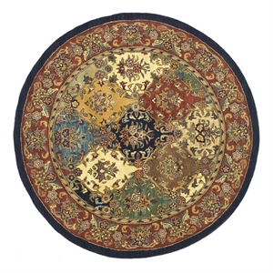 Safavieh Heritage 8'-0&quot x 8'-0&quotWool andCottonHandTuftedRuginMulti-Color/Burgundy