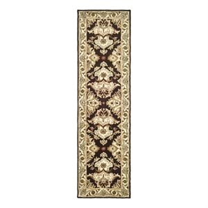 Safavieh Heritage 2'-3&quot x 12'-0&quot Wool Hand Tufted Rug in Espresso / Ivory