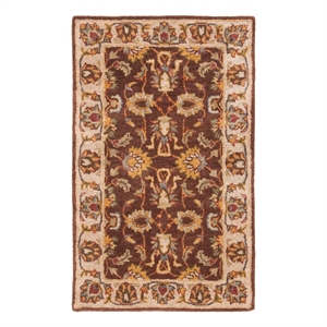 Safavieh Heritage 3'-0&quot x 5'-0&quot Wool and Cotton Hand Tufted Rug in Brown / Ivory