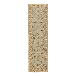 Safavieh Heritage2'-3&quotx20'-0&quotWool and Cotton Hand Tufted Rug in Light Blue/Beige