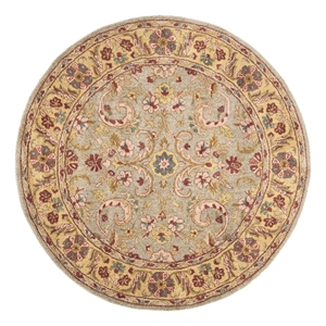 Safavieh Heritage 6'-0&quot x 6'-0&quot Wool and Cotton Hand Tufted Rug in Gray / Gold