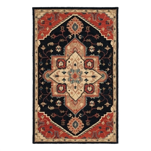 Safavieh Heritage 3'-0&quot x 5'-0&quot Wool and Cotton Hand Tufted Rug in Navy / Red