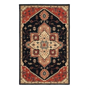 Safavieh Heritage 5'-0&quot x 8'-0&quot Wool and Cotton Hand Tufted Rug in Navy / Red
