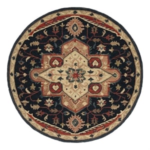 Safavieh Heritage 6'-0&quot x 6'-0&quot Wool and Cotton Hand Tufted Rug in Navy / Red