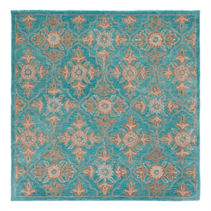 Safavieh Heritage 6'-0&quot x 6'-0&quot Wool Hand Tufted Rug in Turquoise / Multi-Color