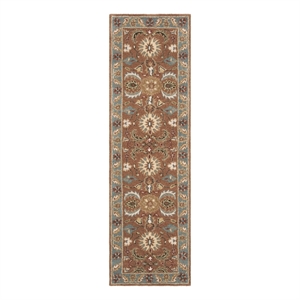 Safavieh Heritage 2'-3&quot x 8'-0&quot Wool Hand Tufted Rug in Brown / Blue