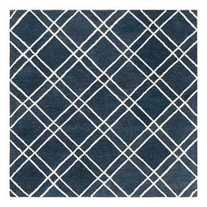 Safavieh Himalaya 6'-0&quot x 6'-0&quot Wool Hand Tufted Rug in Navy / Silver