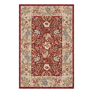 Safavieh Chelsea 5'-3&quot x 8'-3&quot Wool Hand Hooked Rug in Red / Ivory