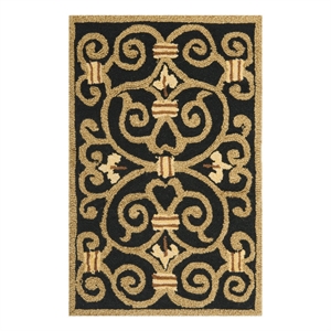 Safavieh Chelsea 1'-8&quot x 2'-6&quot Wool Hand Hooked Rug in Black